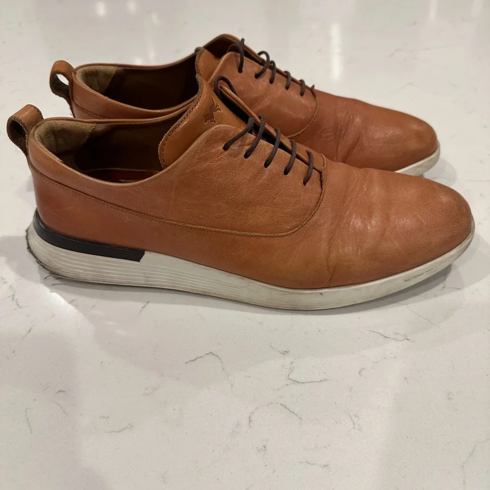 Wolf and Shepherd Mens 11.5 M Crossover Lace Up Brown Derby Dress Shoes Leather